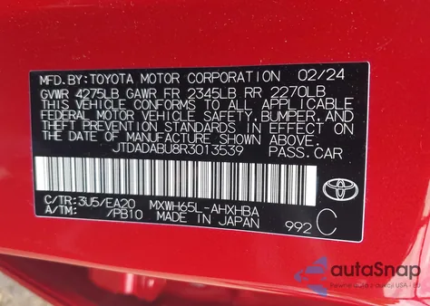 2024 Toyota Prius Limited Awd-E from USA, damaged, VIN JTDADABU8R3013539